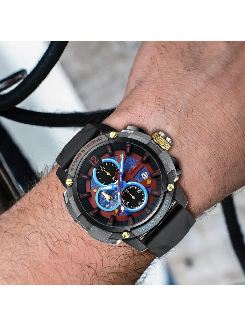 Men's Red Analog Quartz Heavy Duty Waterproof Chronograph Luminous Wrist Watch